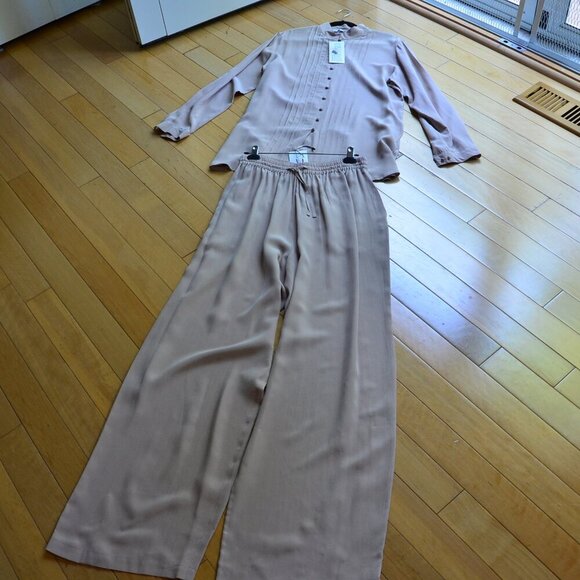 Vintage Jacqueline Ferrar 100% Silk Blouse + Pants Size Tall Large - Picture 1 of 16